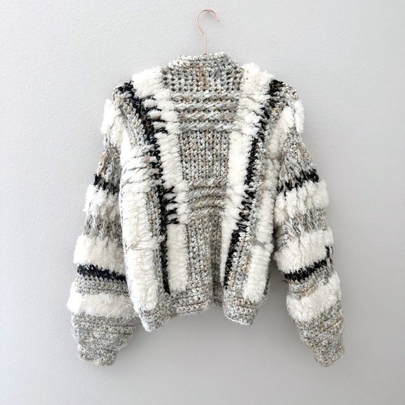 Vintage Le Sweater Chunky Knit Zipper Front Cardigan Size Medium - Picture 6 of 7